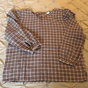 Treasure and Bond plaid 3/4-sleeve top